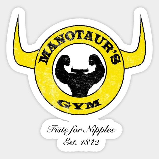 Vintage Manotaur's Gym Sticker by StephenMakesStuff